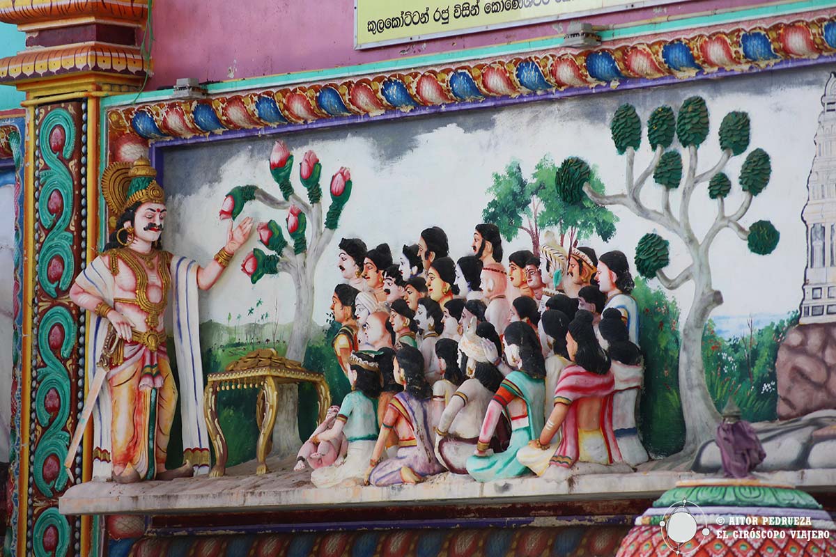 Escena de decoración en el Templo Koneshwaram Kovil de Trincomalee
